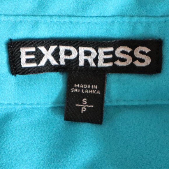 Express Blue Collared Sleeveless Blouse - Picture 5 of 7